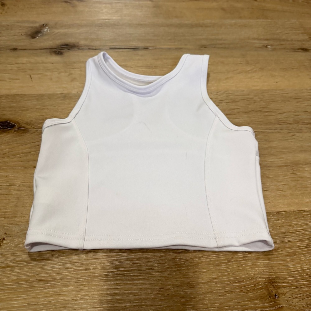 0 to 5 White Cropped Racerback Athletic Tank Top Mesh Back Small YS8080